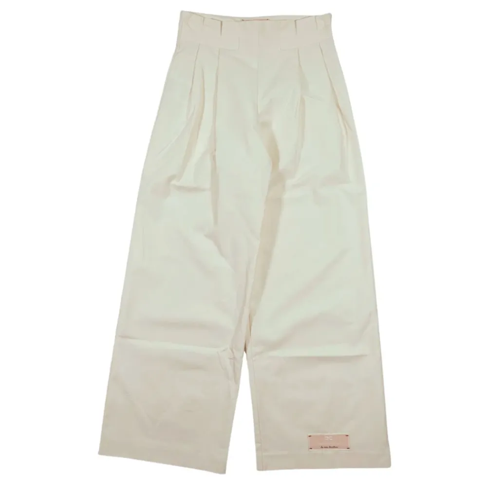 Elisabetta Franchi Broeken & Jeans^Boter-gekleurde hoge taille broek met uitlopende pijpen