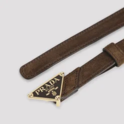 DAMES Prada Leren Driehoek Logo Riem