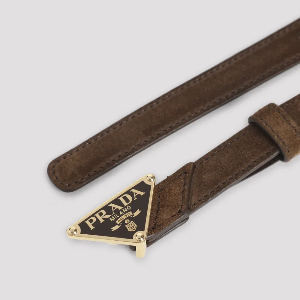 DAMES Prada Leren Driehoek Logo Riem