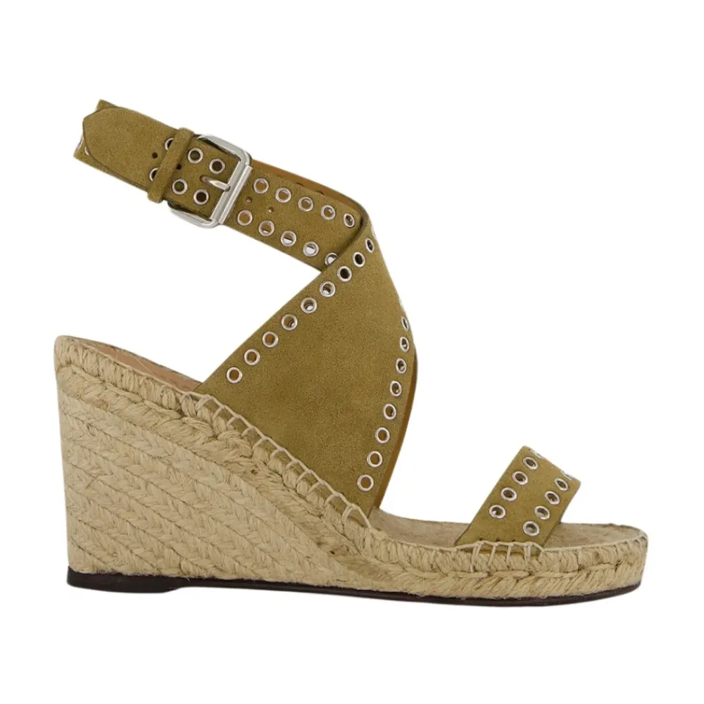 DAMES Isabel Marant Sleehakken^leren espadrilles met enkelband
