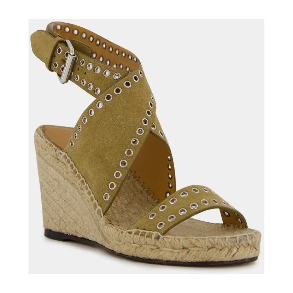 DAMES Isabel Marant Sleehakken^leren espadrilles met enkelband
