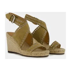DAMES Isabel Marant Sleehakken^leren espadrilles met enkelband