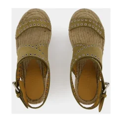 DAMES Isabel Marant Sleehakken^leren espadrilles met enkelband