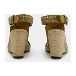 DAMES Isabel Marant Sleehakken^leren espadrilles met enkelband