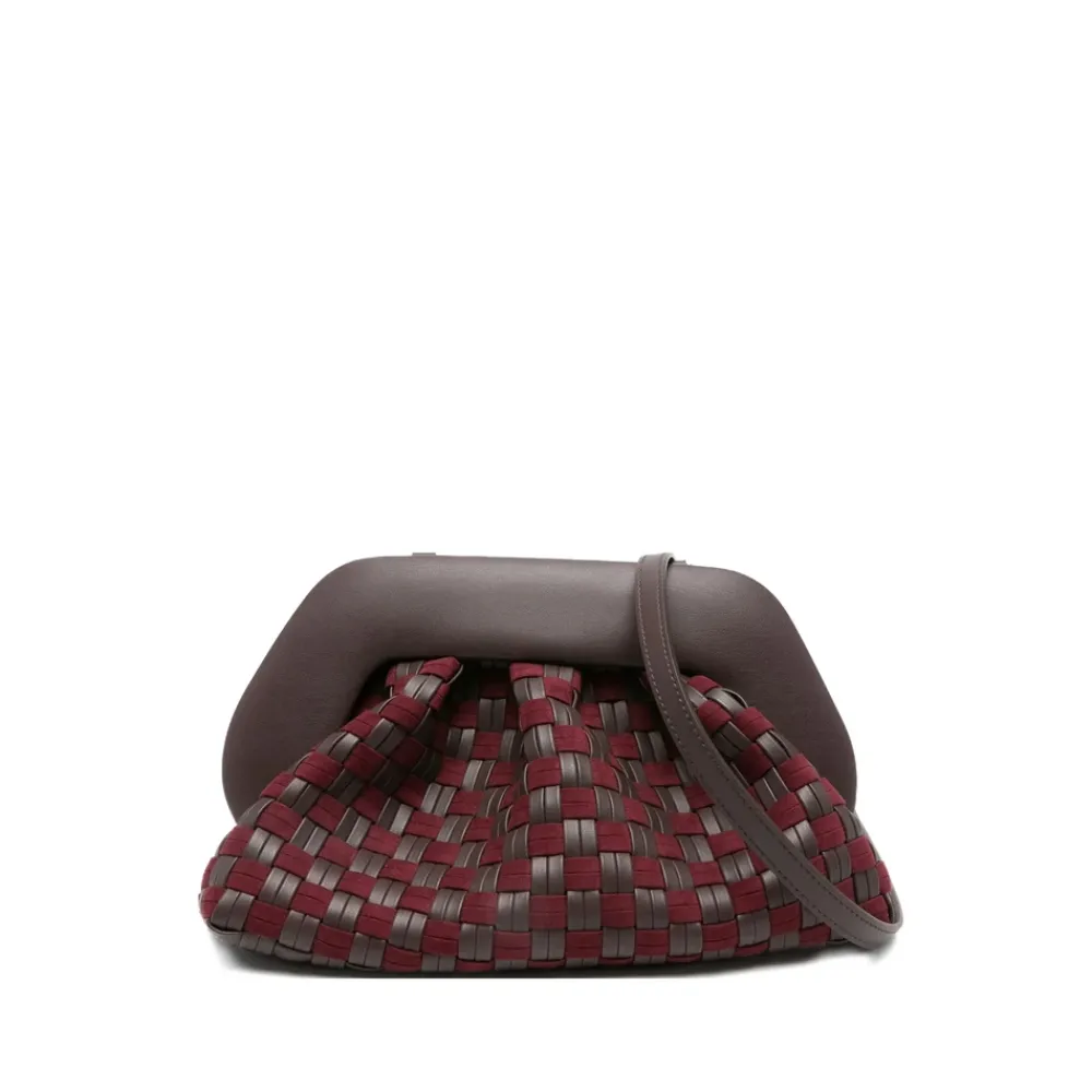 DAMES THEMOIRè Bruin Leren Flap Tas met Riem