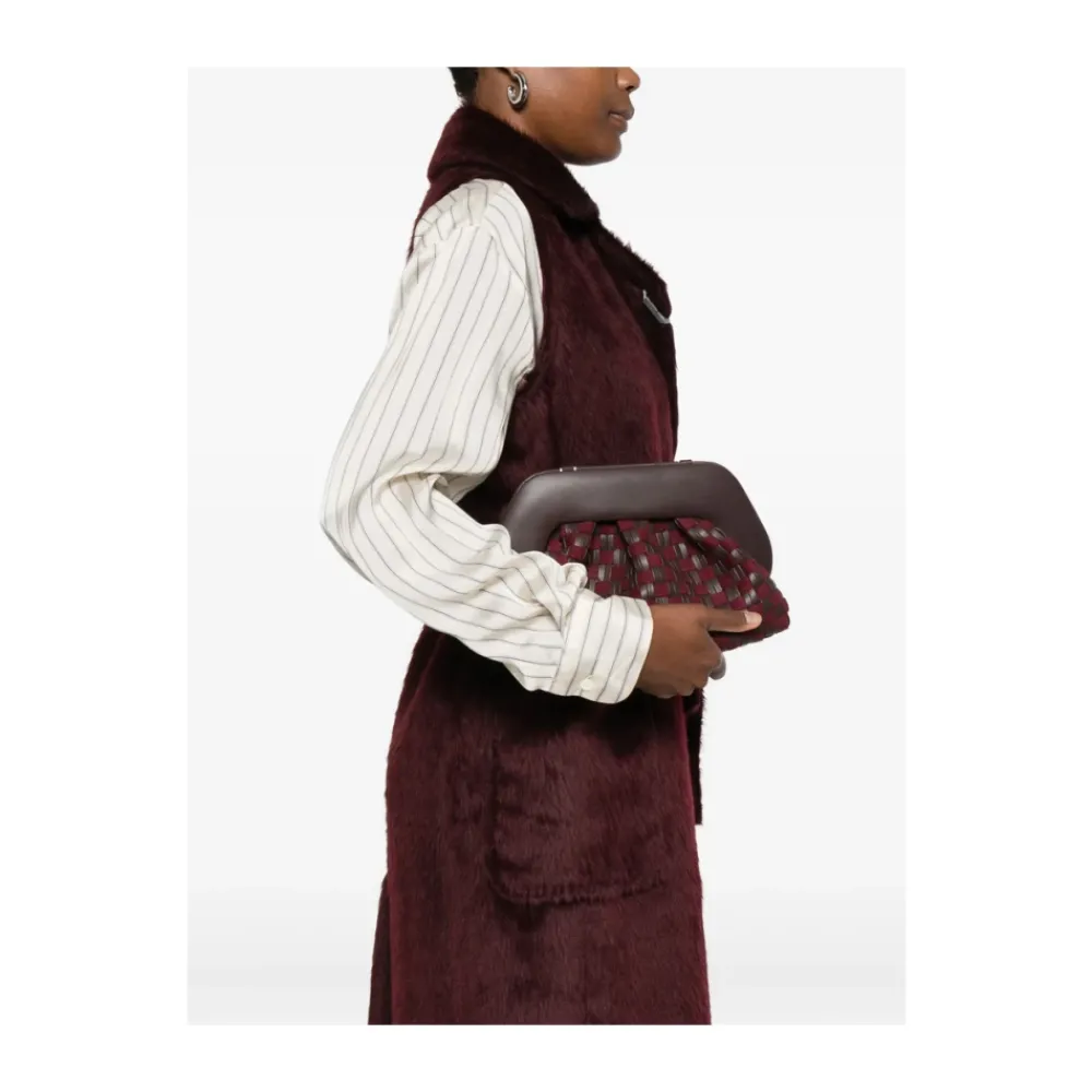 DAMES THEMOIRè Bruin Leren Flap Tas met Riem