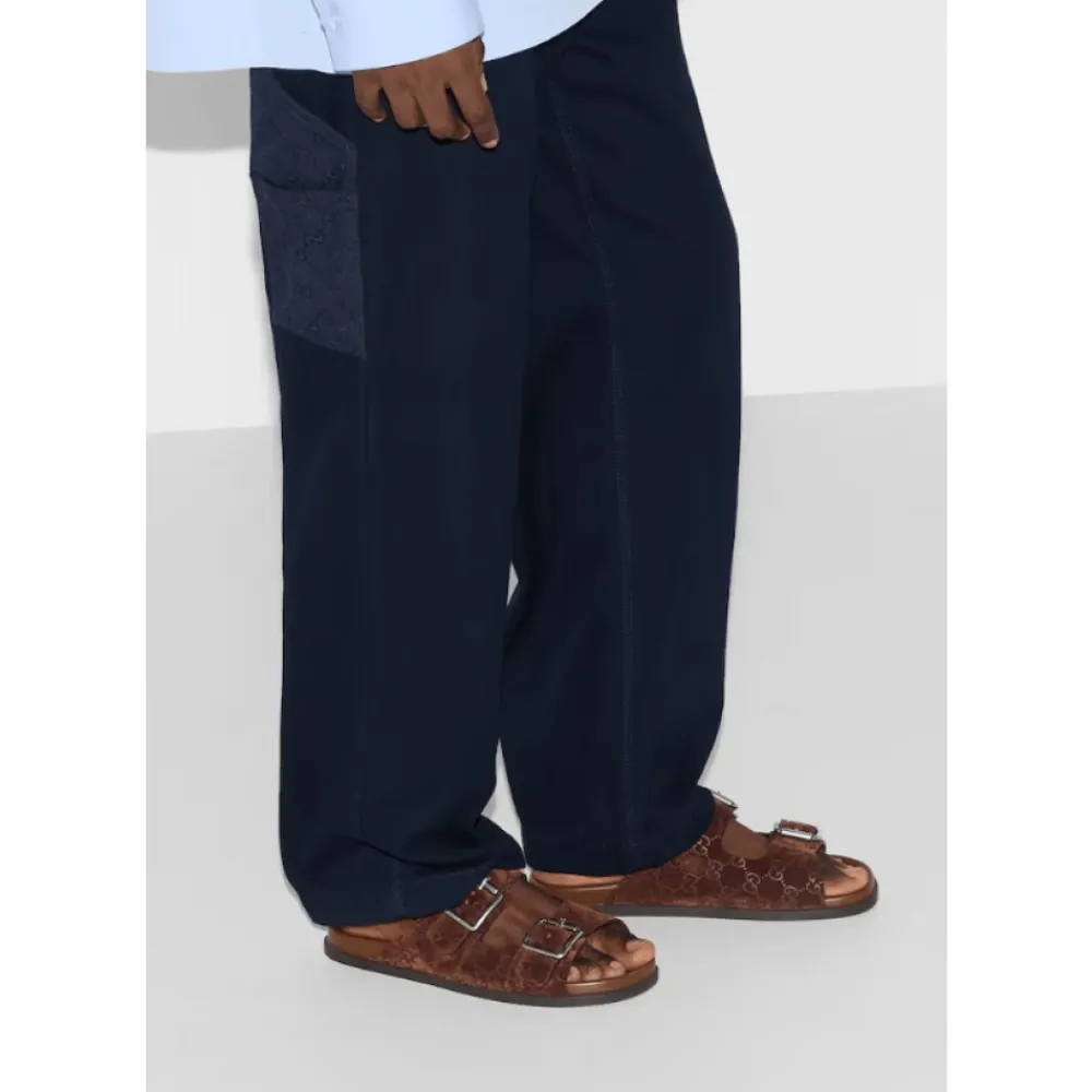 Heren Gucci Leren Platte Zool Slides