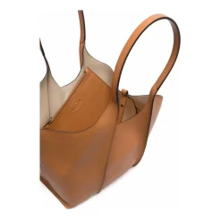DAMES Tod's Shoppers^Leren Tote Tas met Goudkleurig Logo