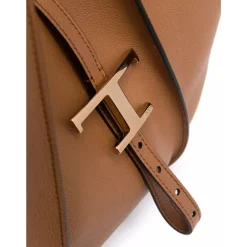 DAMES Tod's Shoppers^Leren Tote Tas met Goudkleurig Logo