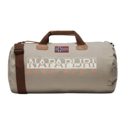 DAMES Napapijri Bruine gewaxte katoenen weekendtas met schouderband