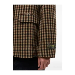 DAMES Ganni Jassen^e Gingham Check Jas Gouden Knopen