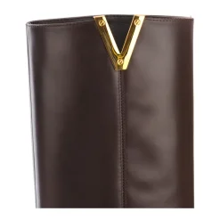 DAMES Via Roma 15 e leren laarzen met gouden metalen V-detail