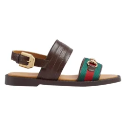 Gucci Sandalen^e leren sandalen met webmotief
