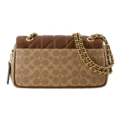 DAMES Coach e leren schoudertas met ketting