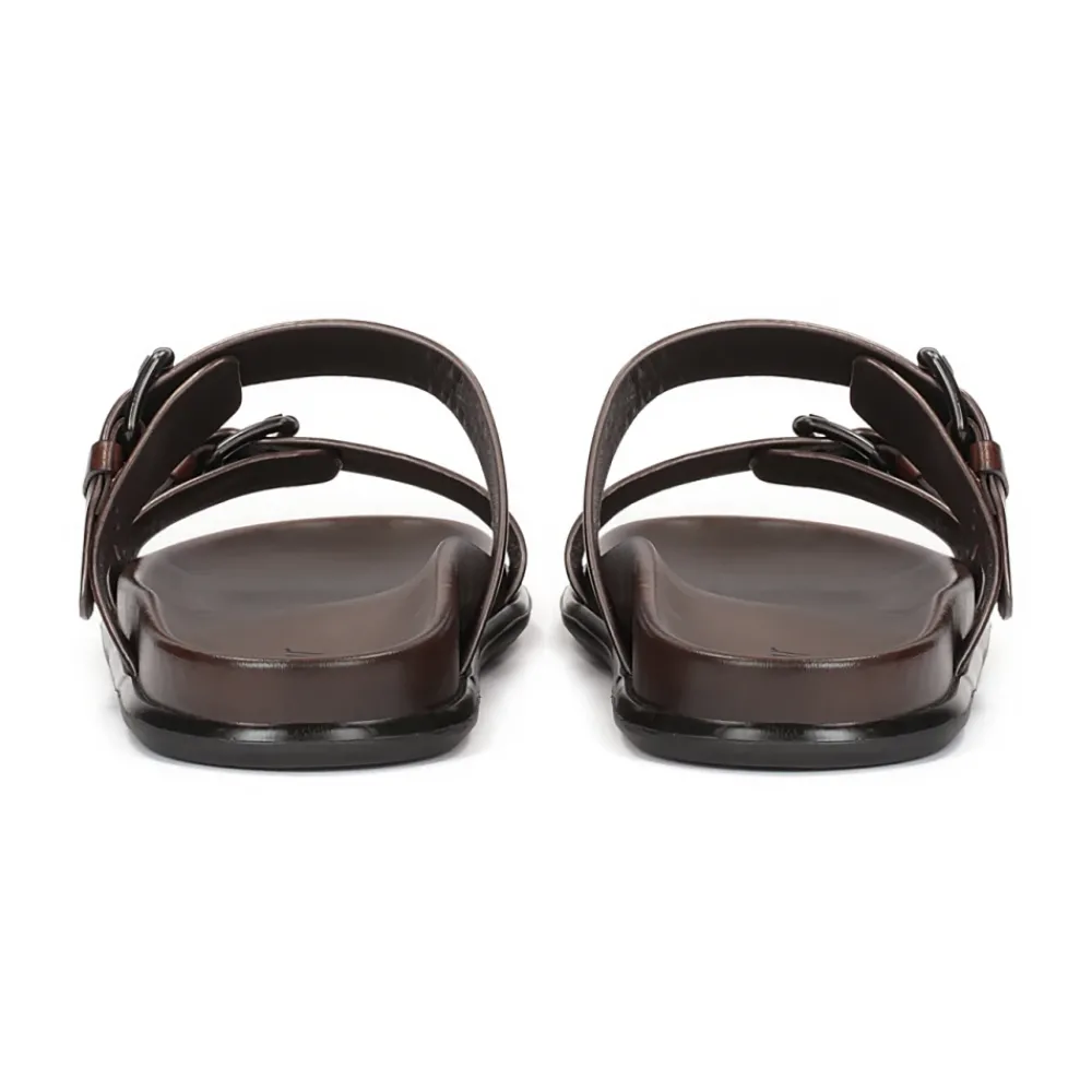 Heren Kazar e leren slippers met twee verstelbare banden