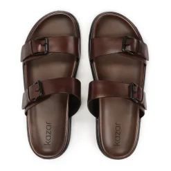 Heren Kazar e leren slippers met twee verstelbare banden