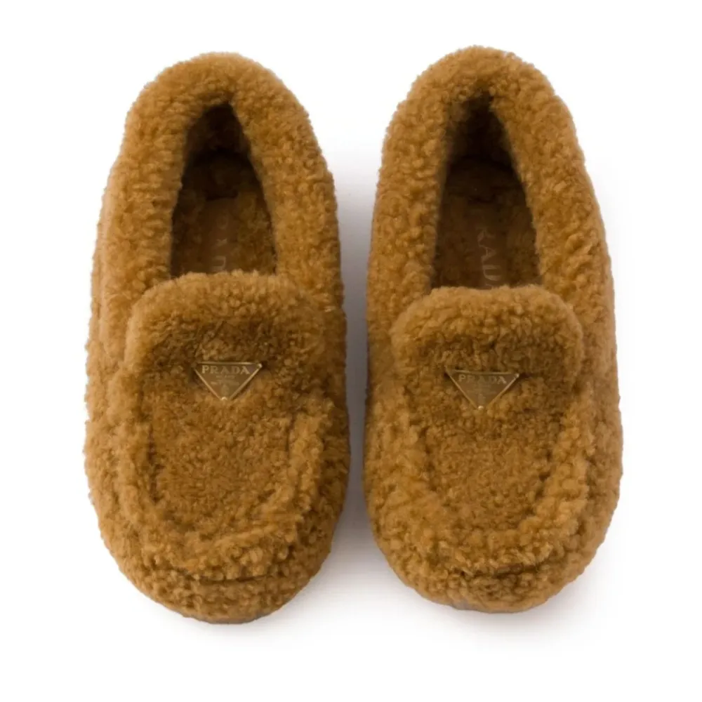 DAMES Prada Loafers^e Shearling Loafers Elegant Instapper