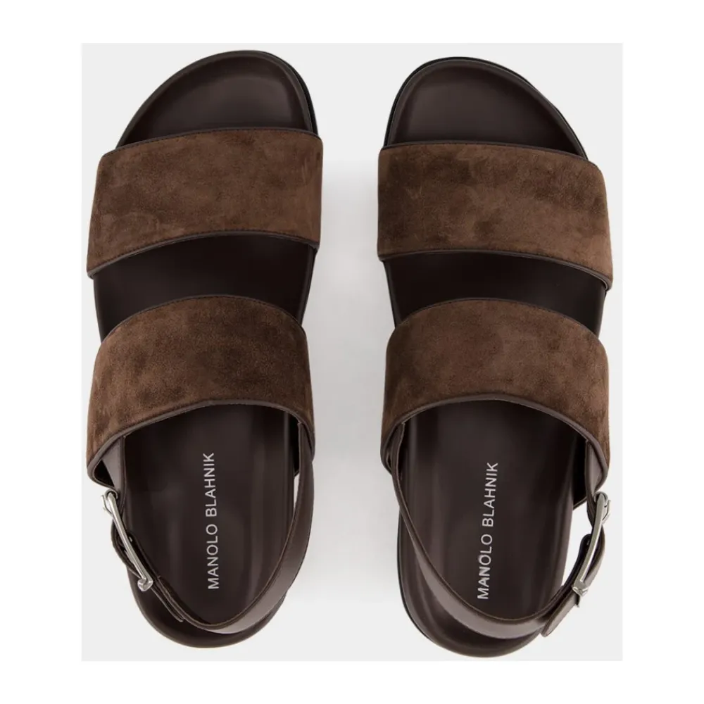 Heren Manolo Blahnik e Suède Fussbett Sandalen
