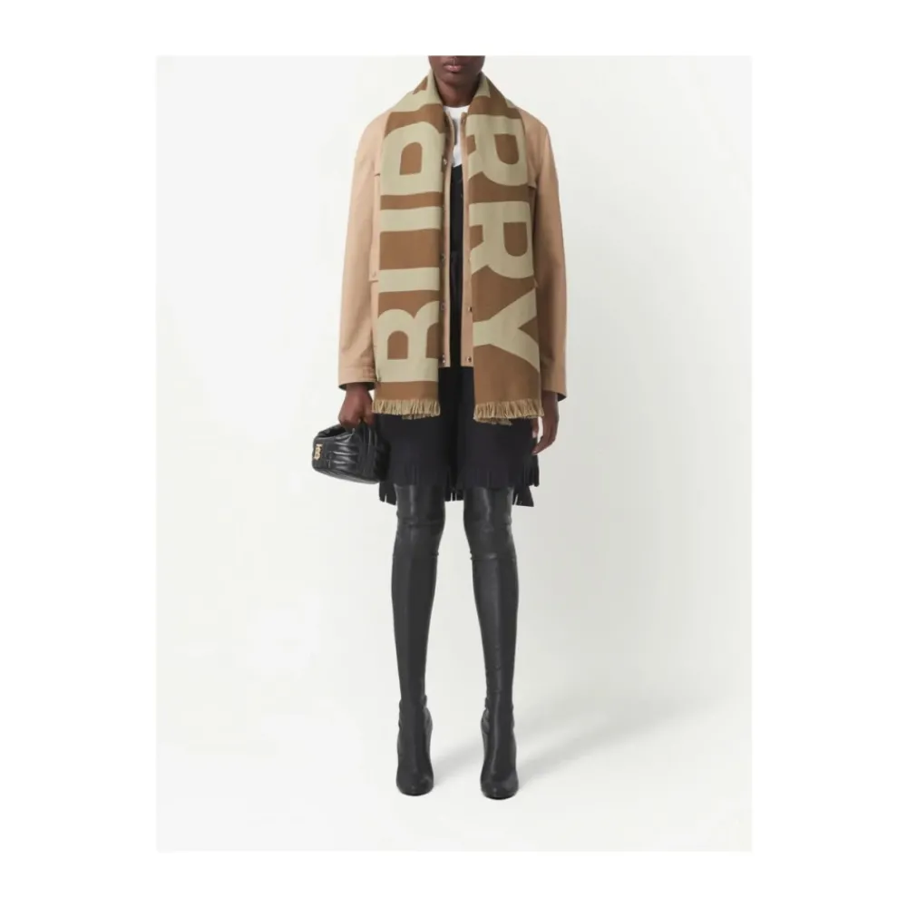 DAMES Burberry e Wol Intarsia-Gebreide Franje Sjaal