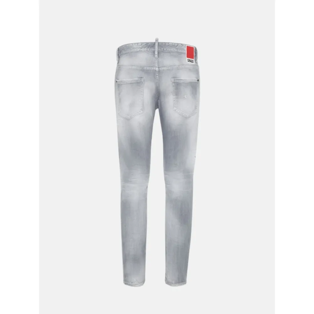 Heren Dsquared2 Brushed Grey Skater Jeans