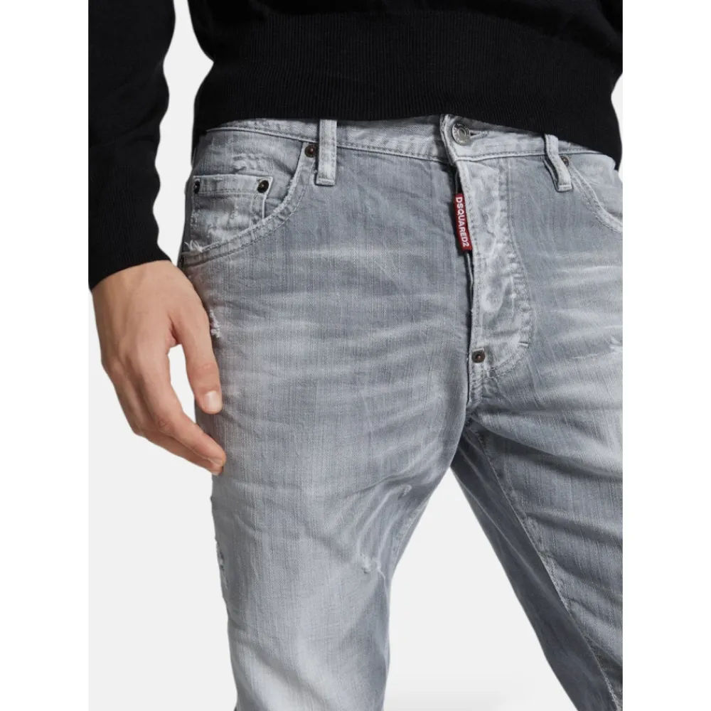 Heren Dsquared2 Brushed Grey Skater Jeans