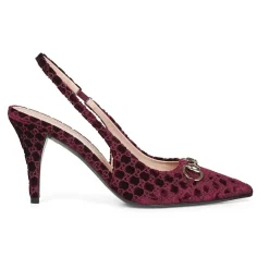 DAMES Gucci Burgundy Velvet Enkelband Sandalen
