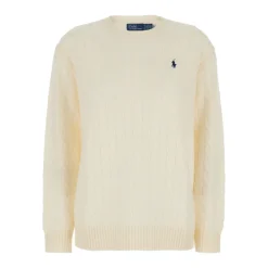 DAMES Polo Ralph Lauren Cable wollen trui met ronde hals van kasjmier