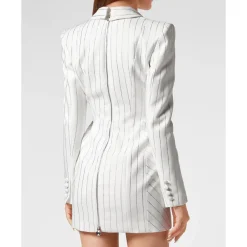 DAMES Philipp Plein Cady Superfitted Jurk Kristal Pinstripe