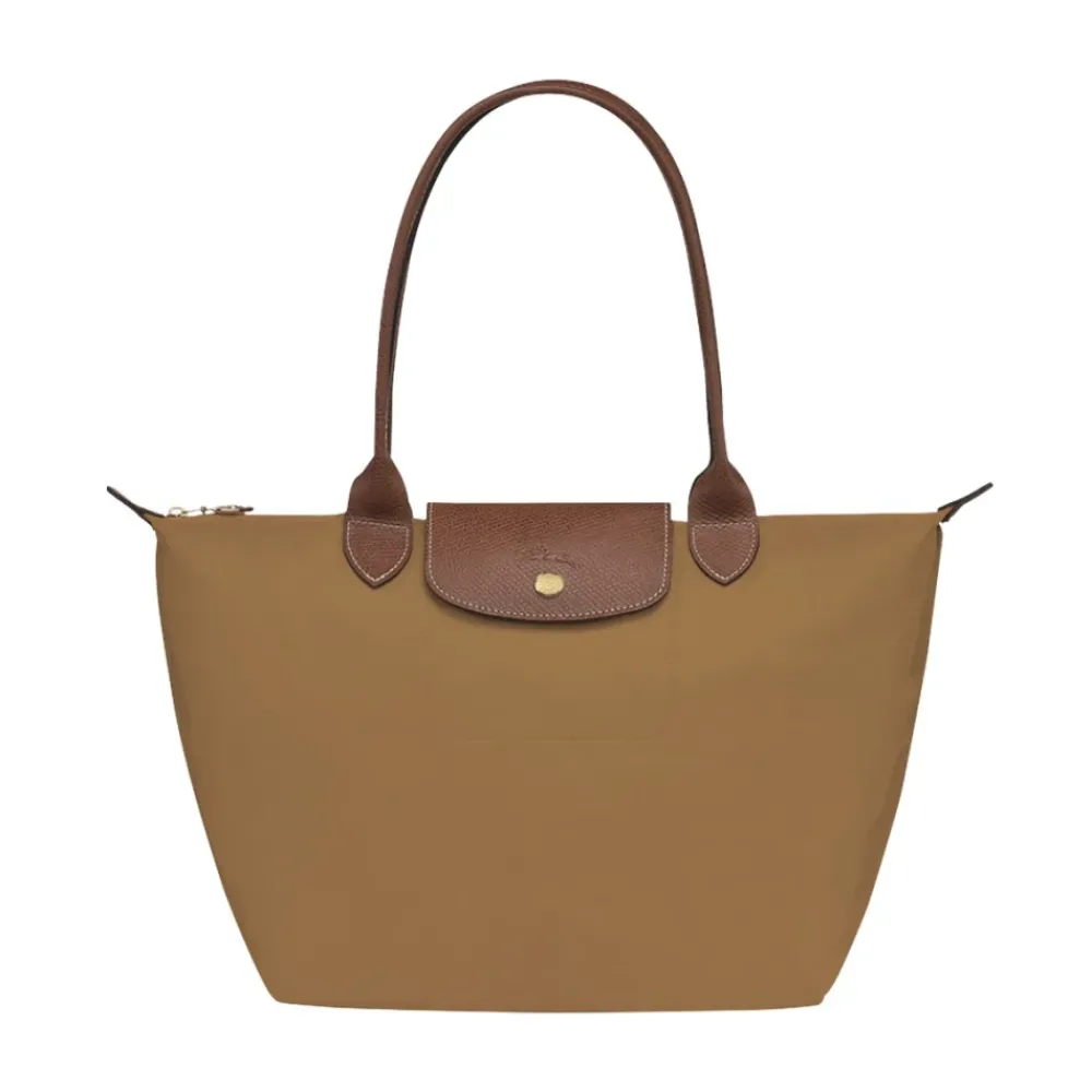 DAMES Longchamp Camoscio Goudkleurige Leren Tas