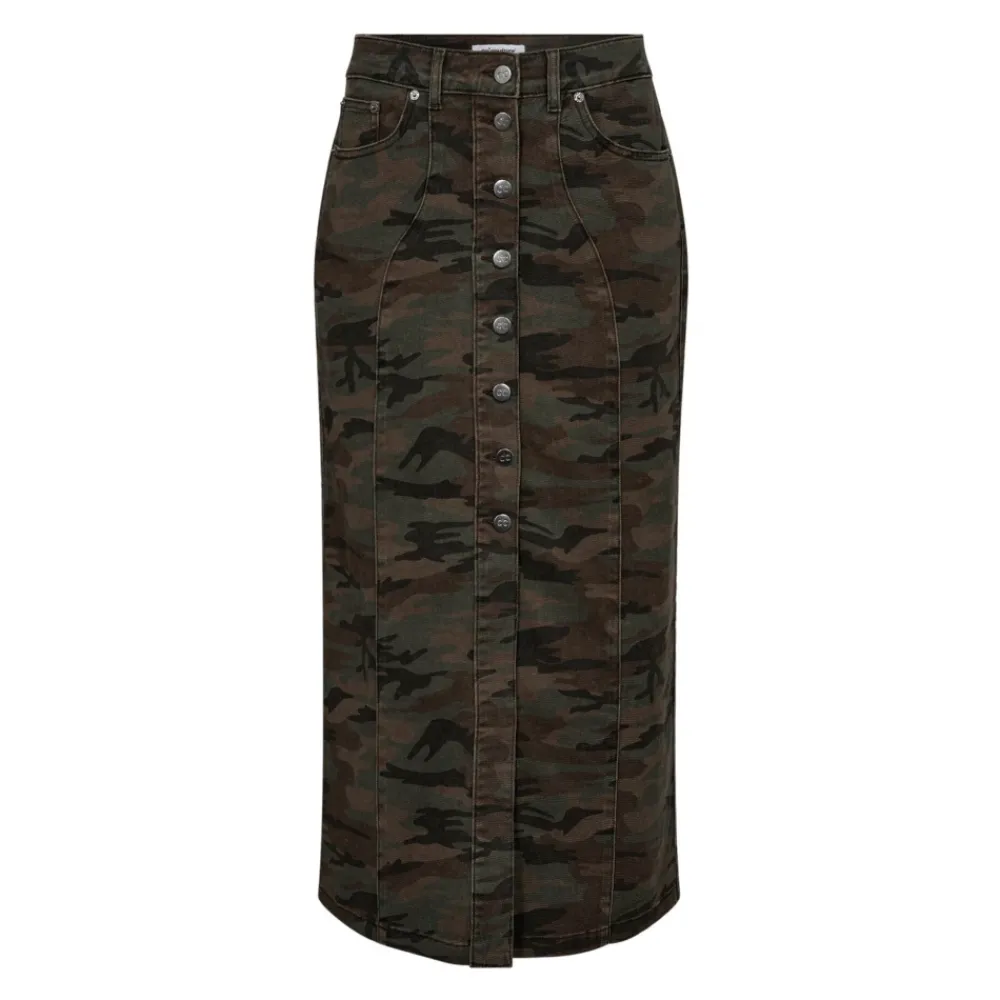 DAMES Co'Couture Camouflage Denim Rok met Hoge Taille