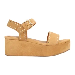 DAMES Alpe Sleehakken^Casual Camel Suède Dames Sandalen