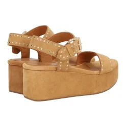 DAMES Alpe Sleehakken^Casual Camel Suède Dames Sandalen