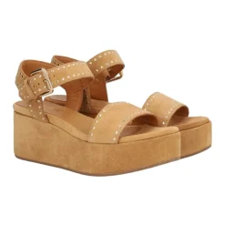 DAMES Alpe Sleehakken^Casual Camel Suède Dames Sandalen