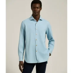Heren Kiton Casual Denim Overhemd met gespreide kraag