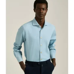 Heren Kiton Casual Denim Overhemd met gespreide kraag
