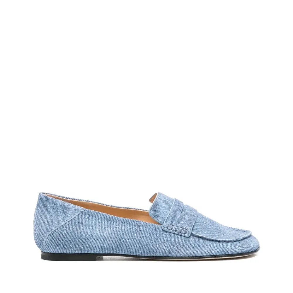 DAMES Dear Frances Loafers^Cerulean Blue Leren Penny Slot Schoenen