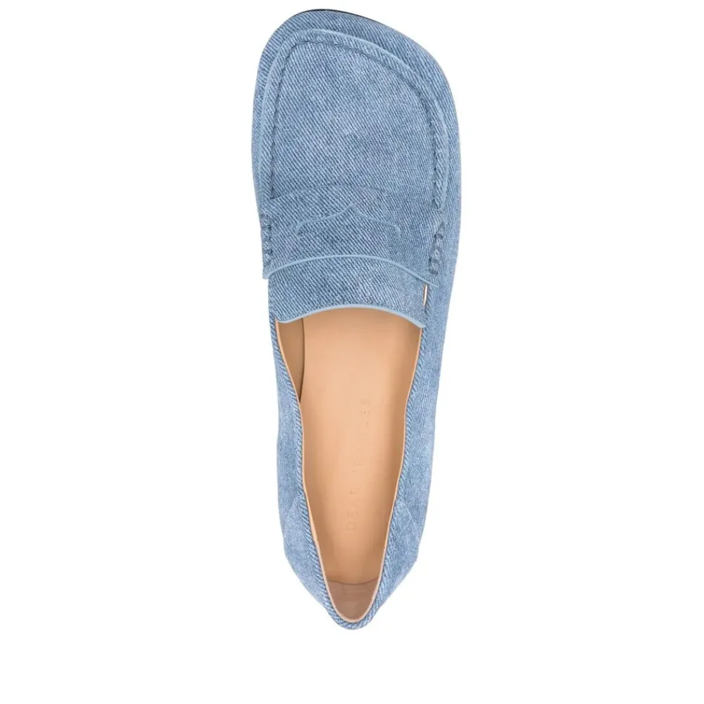 DAMES Dear Frances Loafers^Cerulean Blue Leren Penny Slot Schoenen