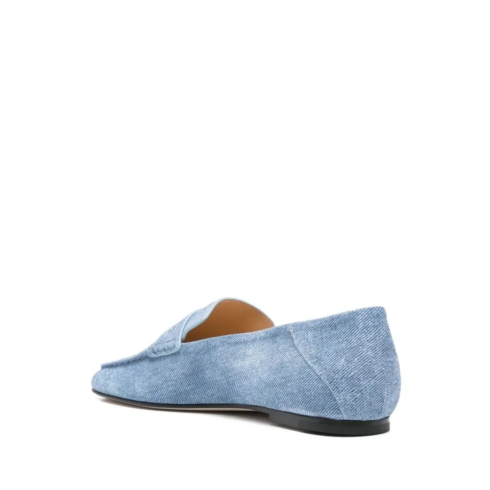 DAMES Dear Frances Loafers^Cerulean Blue Leren Penny Slot Schoenen