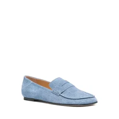 DAMES Dear Frances Loafers^Cerulean Blue Leren Penny Slot Schoenen