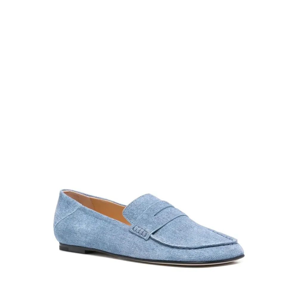 DAMES Dear Frances Loafers^Cerulean Blue Leren Penny Slot Schoenen
