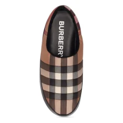 Heren Burberry Pantoffels^Check Logo Slip-On Loafers