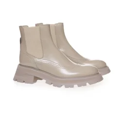 DAMES Alexander McQueen Chelseaboots^Chelsea Geborsteld Leren Enkellaarzen