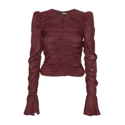 DAMES ROTATE Birger Christensen Chiffon Ruched Ls Top