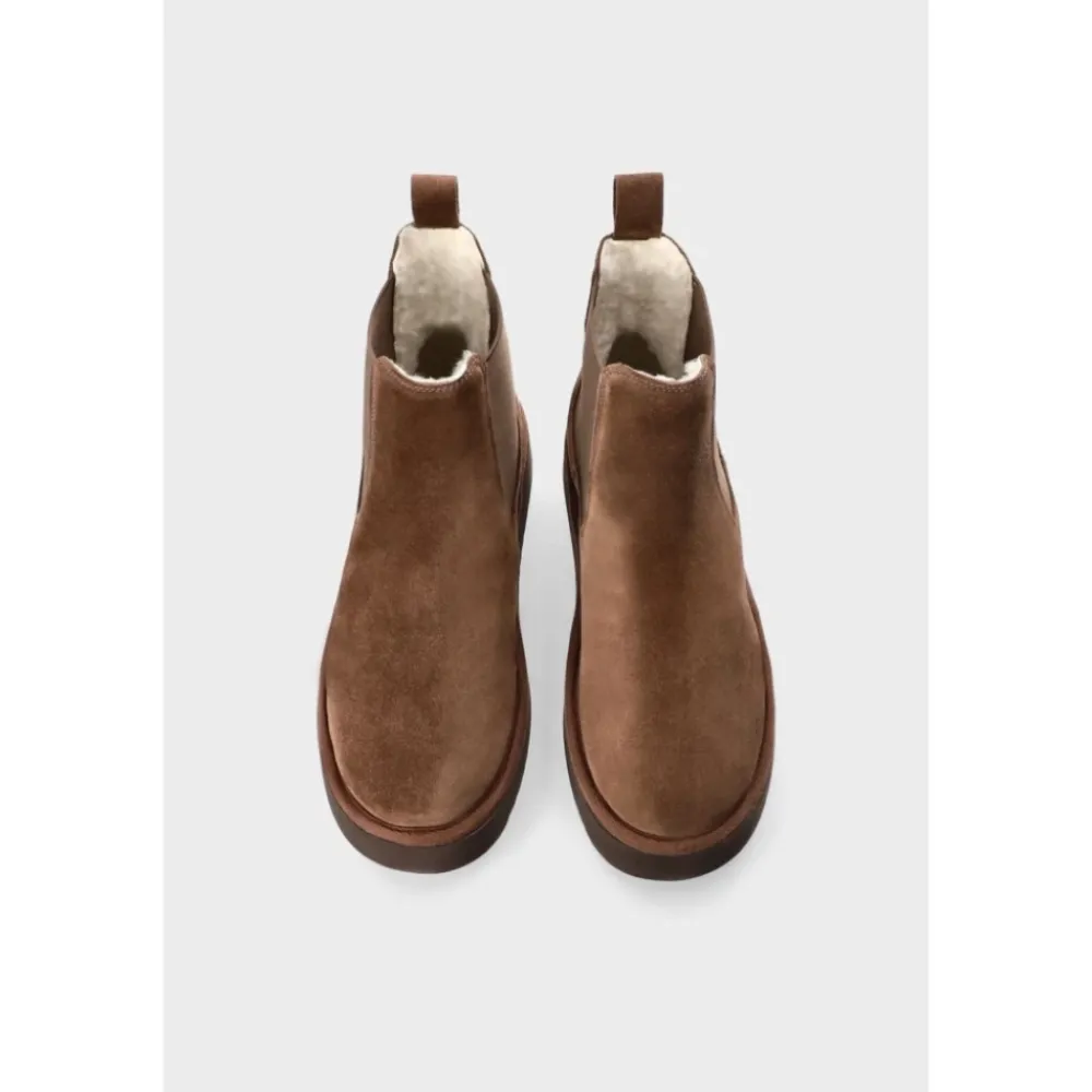 DAMES Copenhagen Studios Chelseaboots^Chocolade Leren Laarzen met Zachte Voering