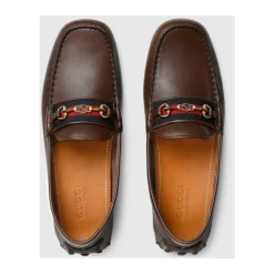 Heren Gucci Instappers & Slip Ons^Cocoa Driver Schoen met Web