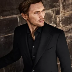 Heren Eton Overhemden^Contemporary Black Signature Twill Shirt