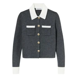 DAMES Self Portrait Contrast Collar Cardigan