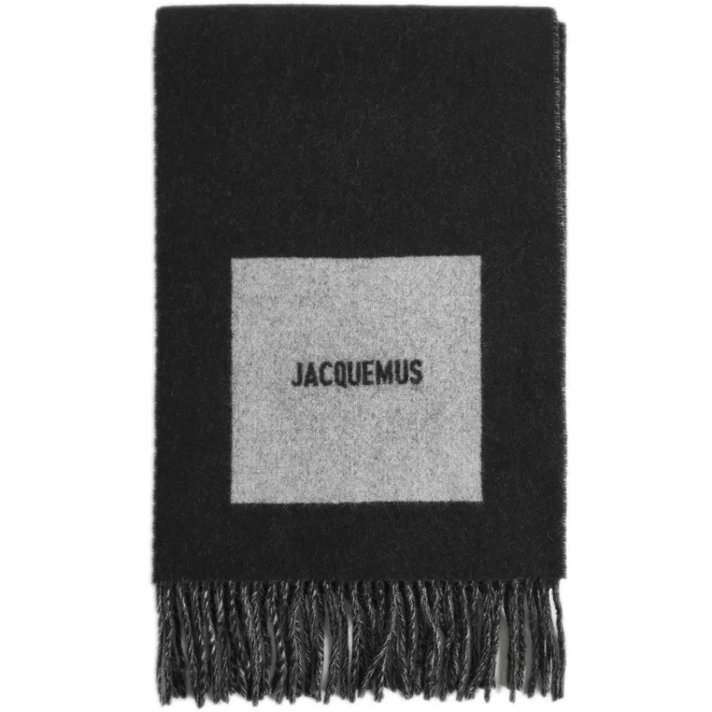 Heren Jacquemus Sjaals^Contrasterende Cirkel en Vierkant Kunst Sjaal