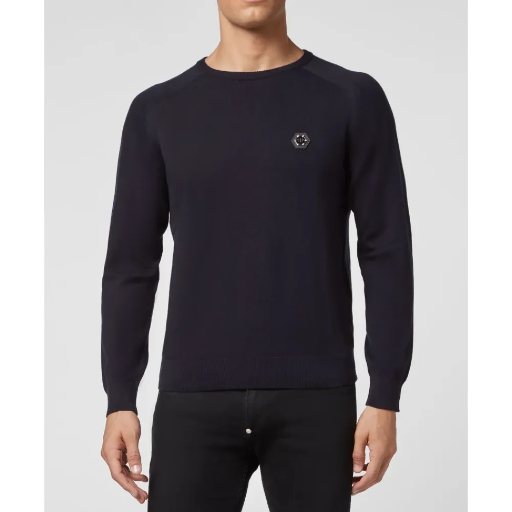 Heren Philipp Plein Truien & Vesten^Cotton Pullover Ronde Hals LS