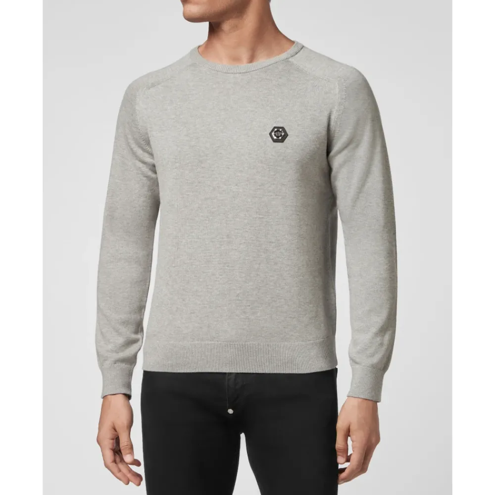 Heren Philipp Plein Truien & Vesten^Cotton Pullover Round Neck LS